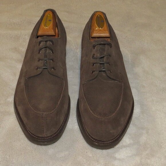 Edward Green Dover Ridgeway Sole Espresso Brown Suede Derby 8 E NWB - Picture 1 of 14